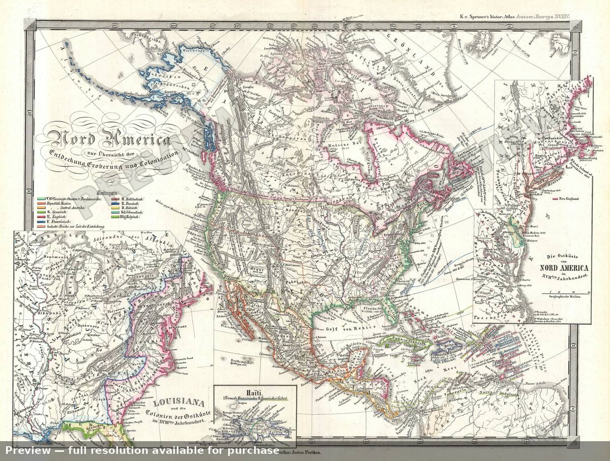 Antique map: Nord America, 1855