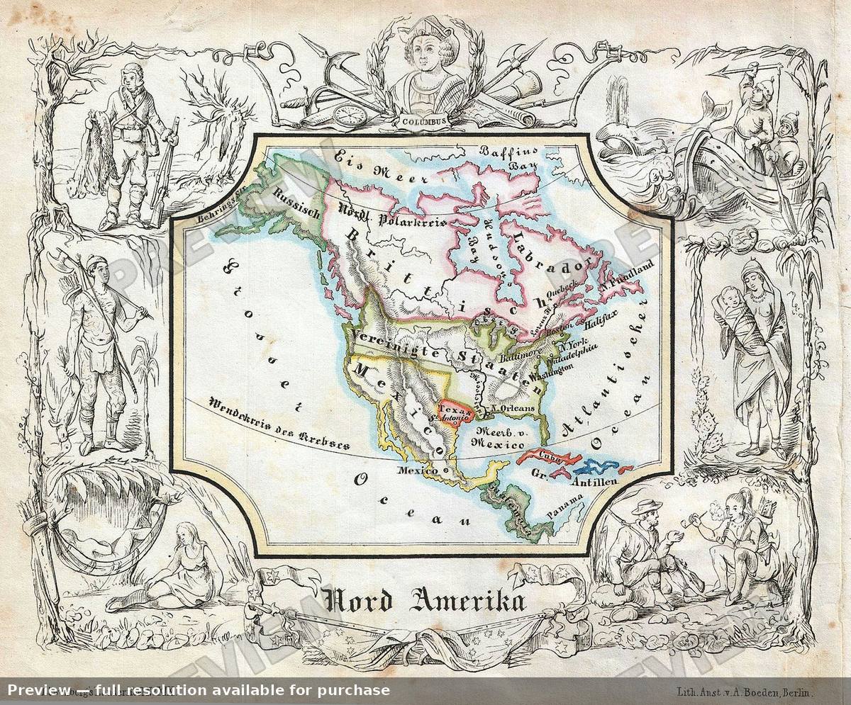 Antique map: Nord Amerika, 1846, 1846
