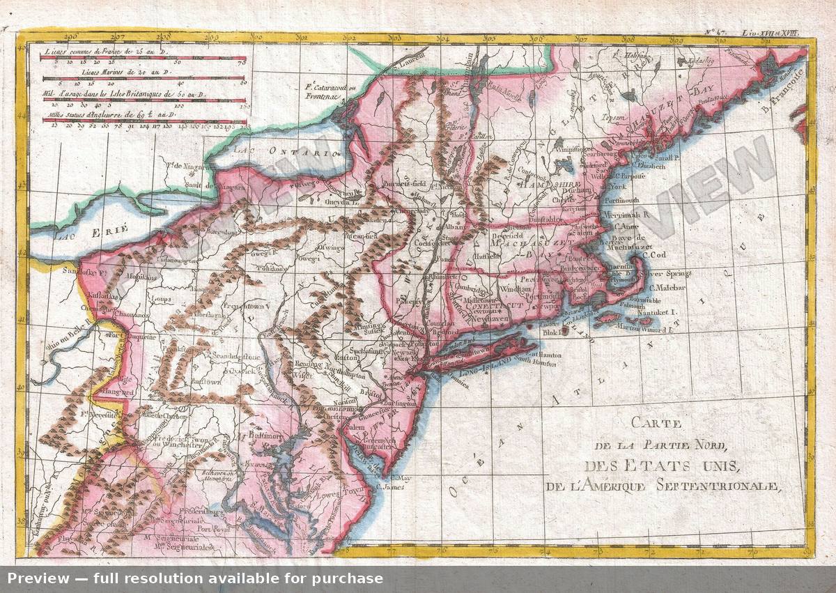 Antique map: Nord Amerique, 1780, 1780