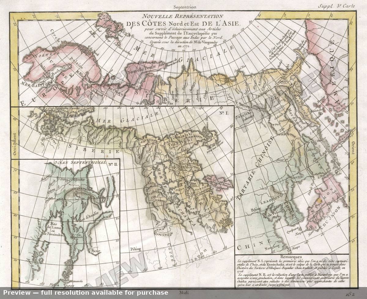Antique map: Nord Est Asie, 1772, 1772