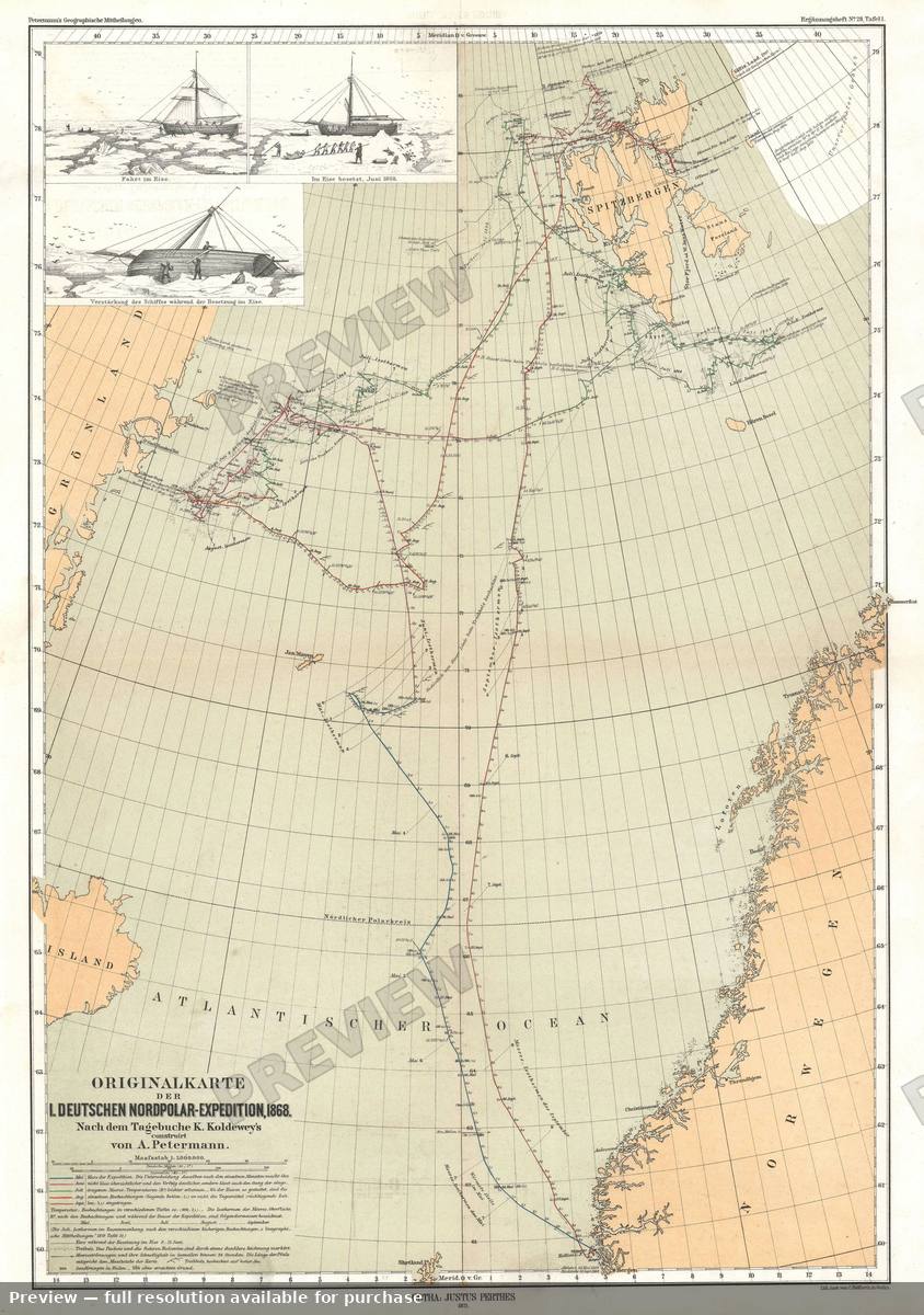 Antique map: Nordpolar Expedition, 1871, 1871
