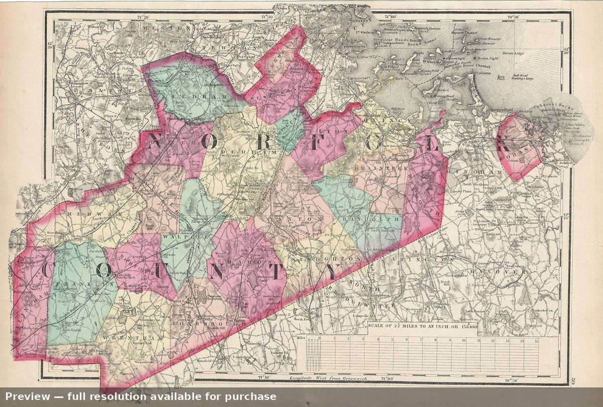 Antique map: Norfolk County, 1871