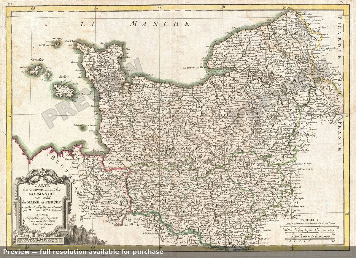 Antique map: Normandie, 1771, 1771