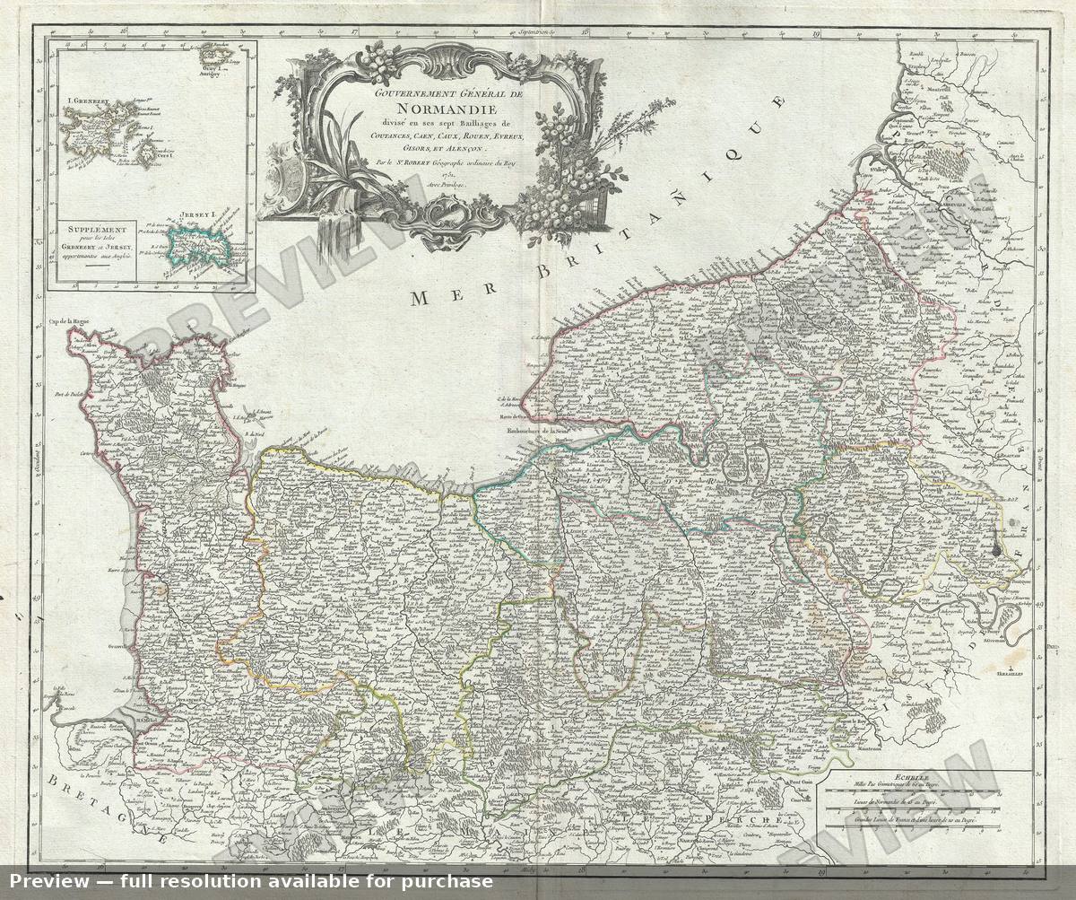 Antique map: Normandie, 1757, 1757