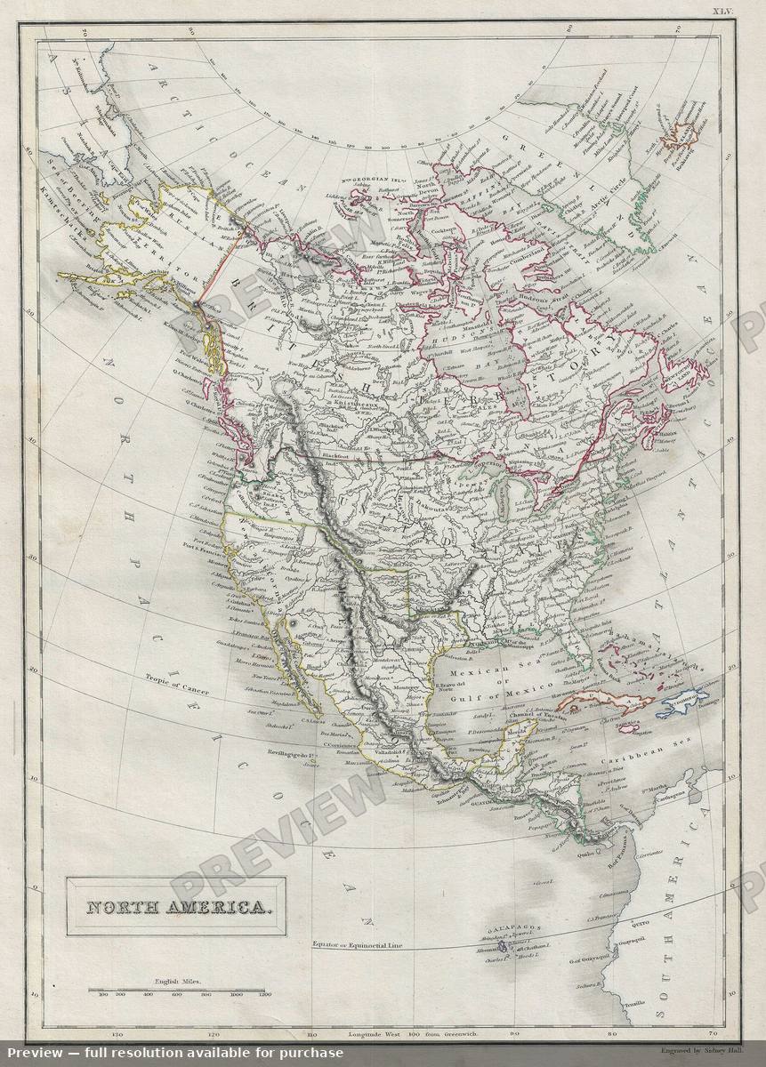 Antique map: North America, 1840, 1840