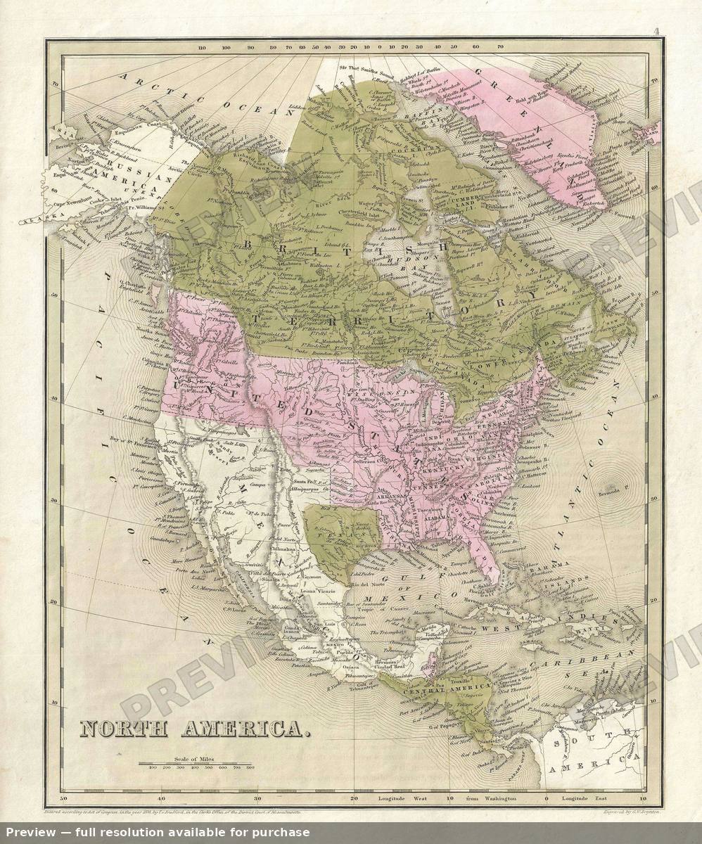 Antique map: North America, 1841