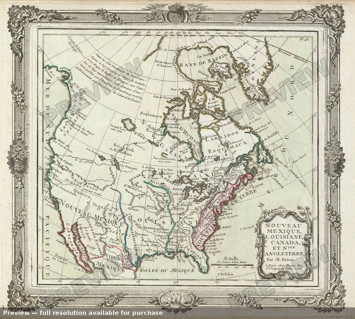 Antique map: North America, 1766
