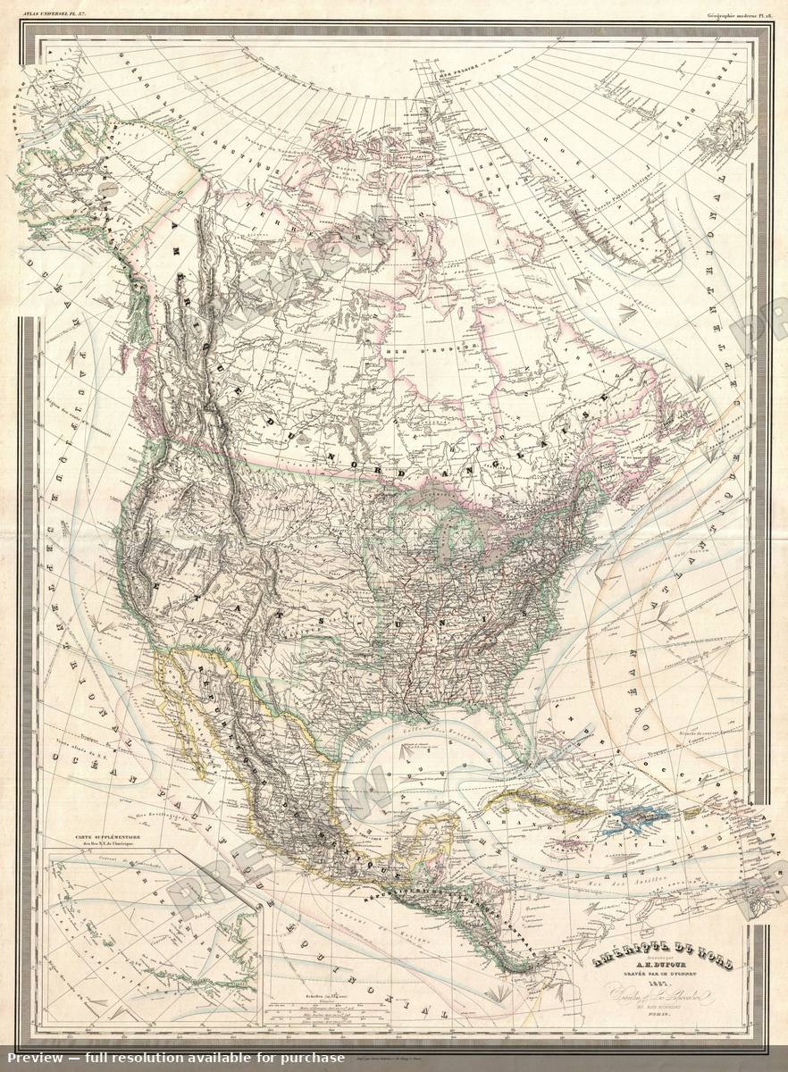 Antique map: North America, 1857