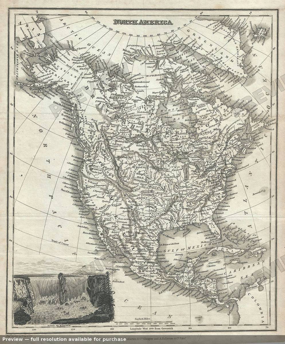 Antique map: North America, 1834, 1834