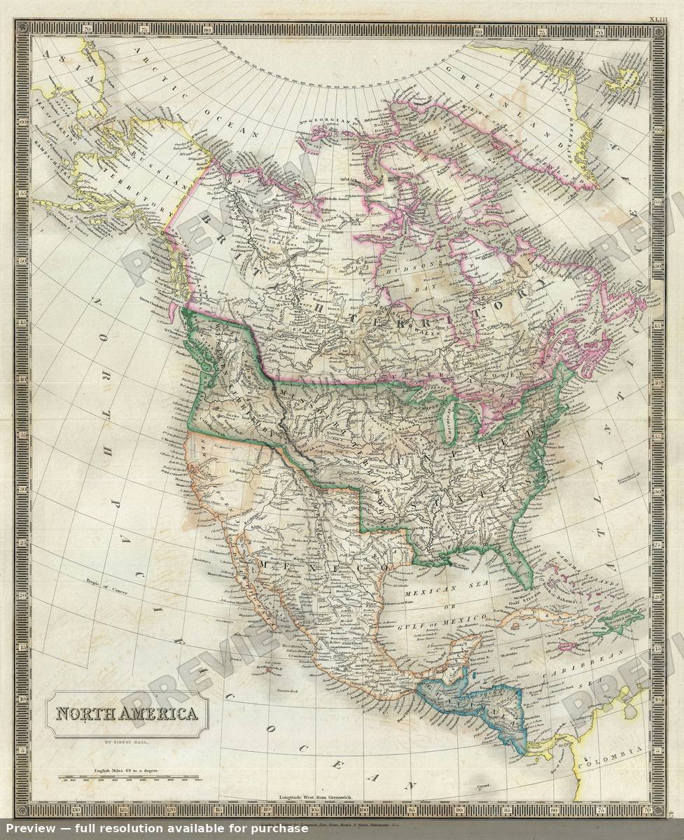 Antique map: North America, 1835
