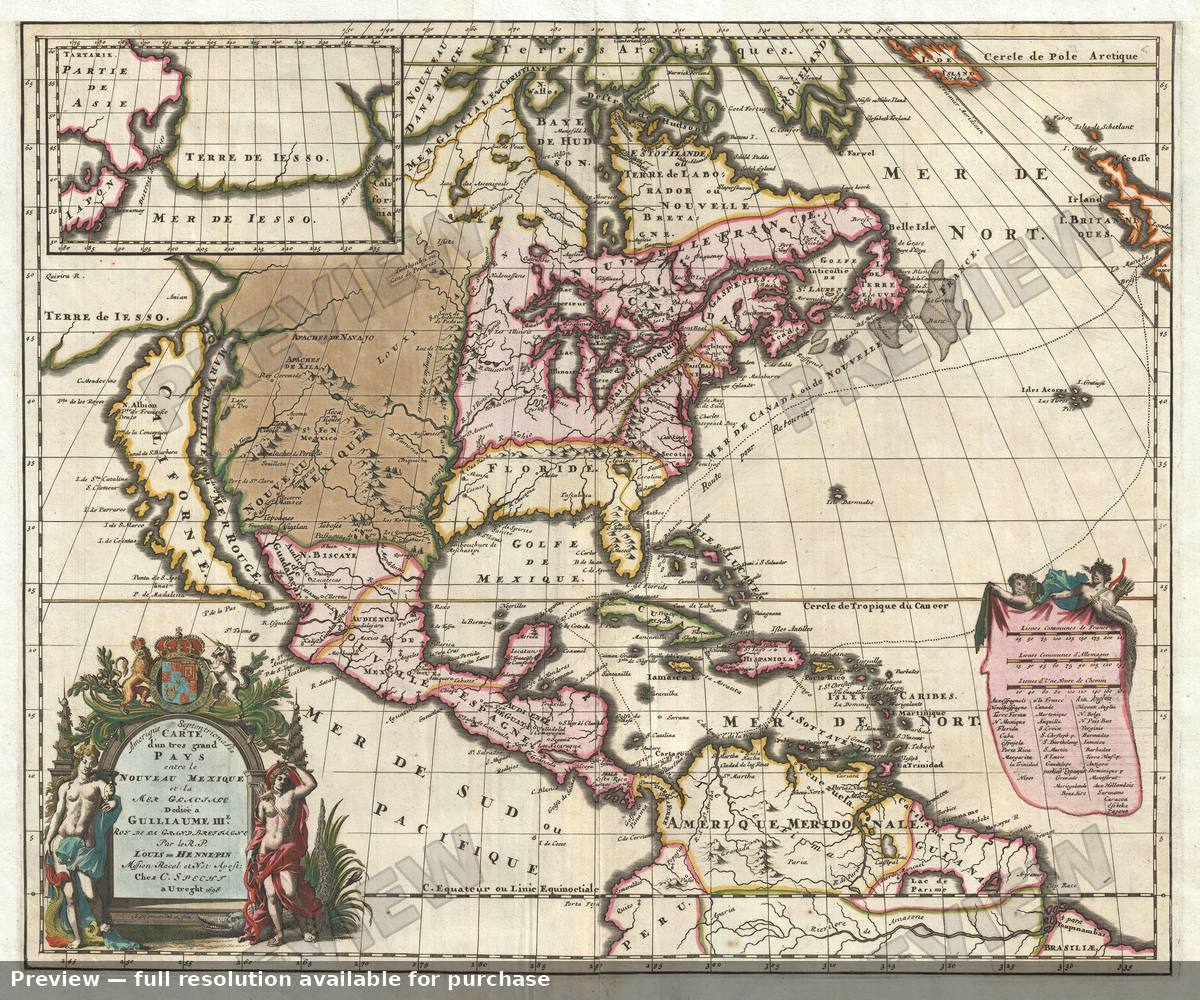 Antique map: North America, 1698