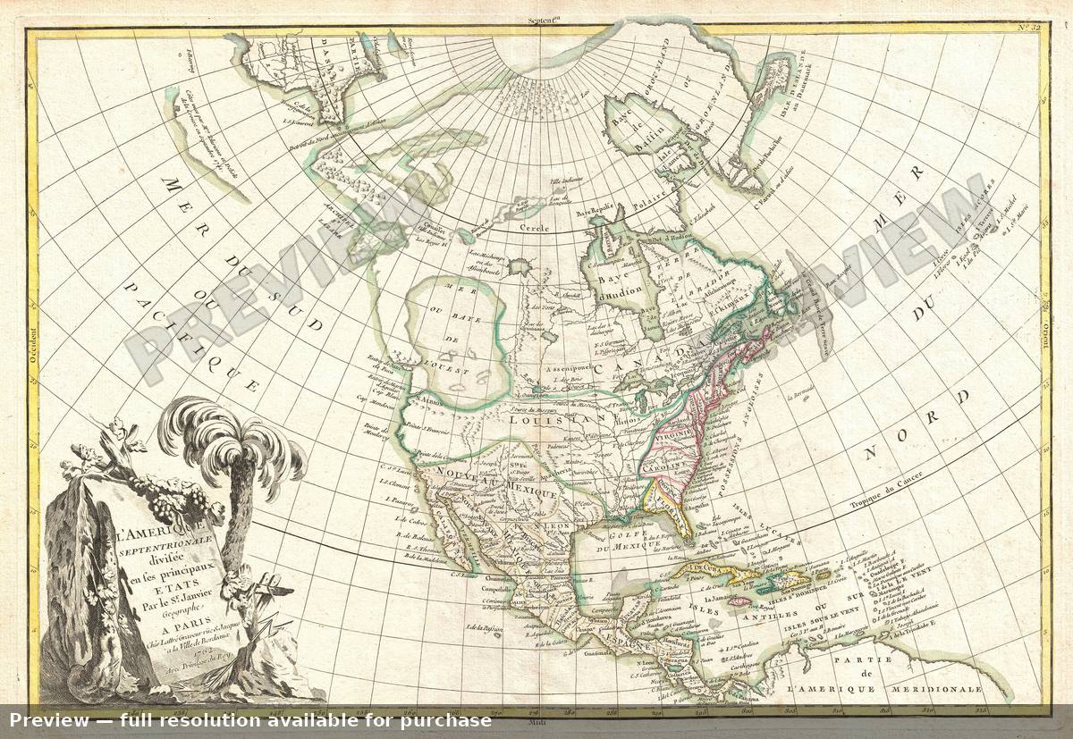 Antique map: North America, 1762, 1762