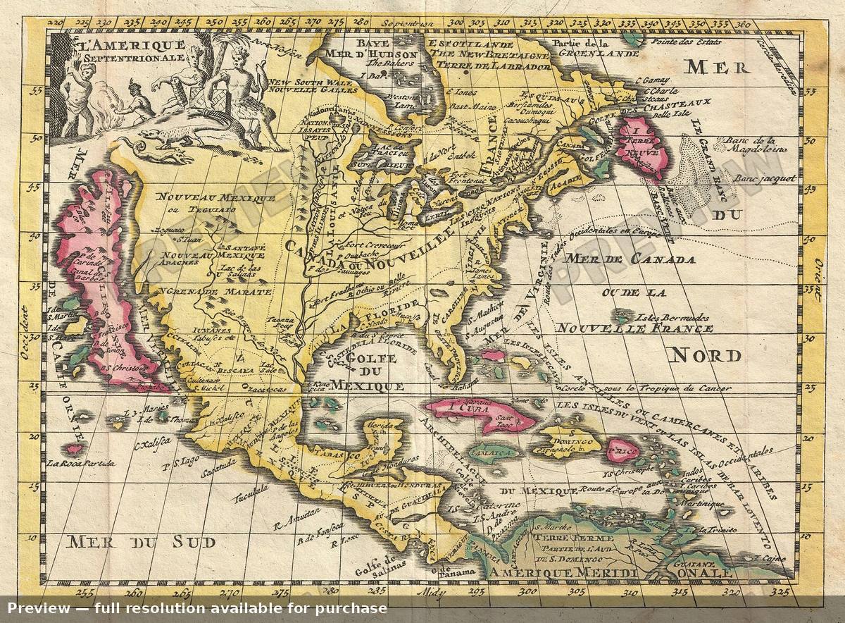 Antique map: North America, 1702, 1702