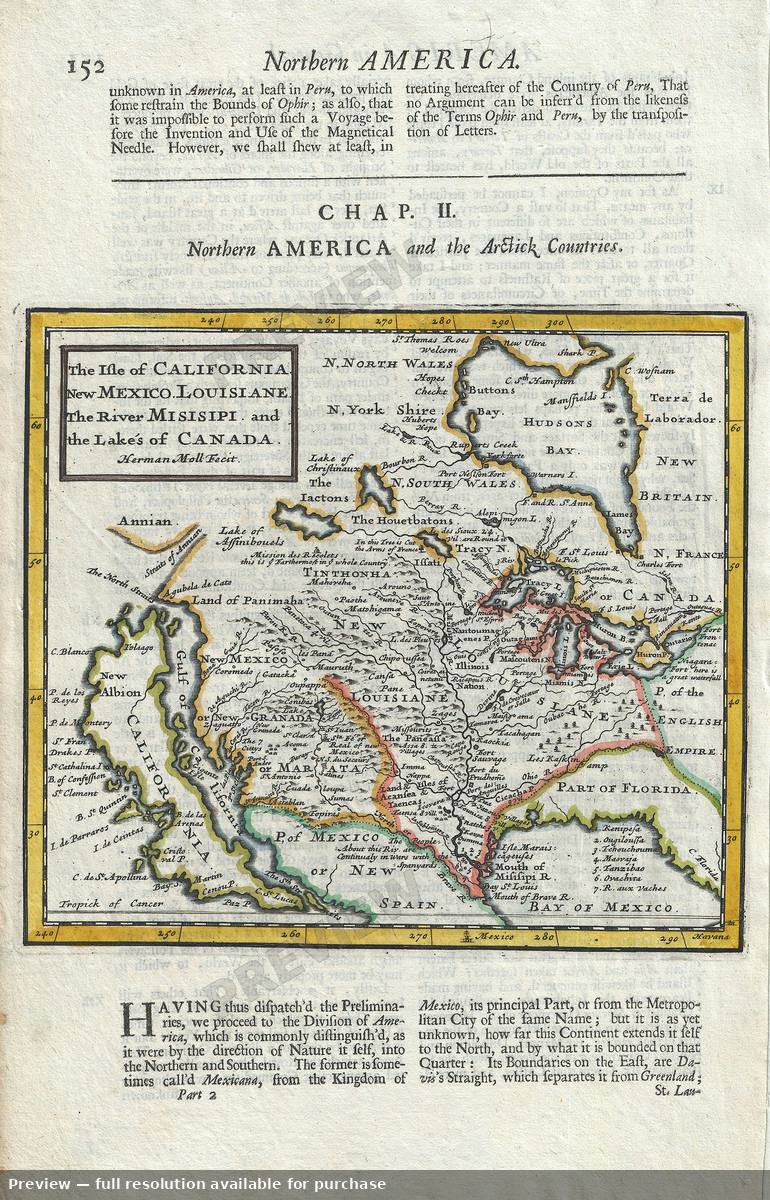 Antique map: North America, 1701