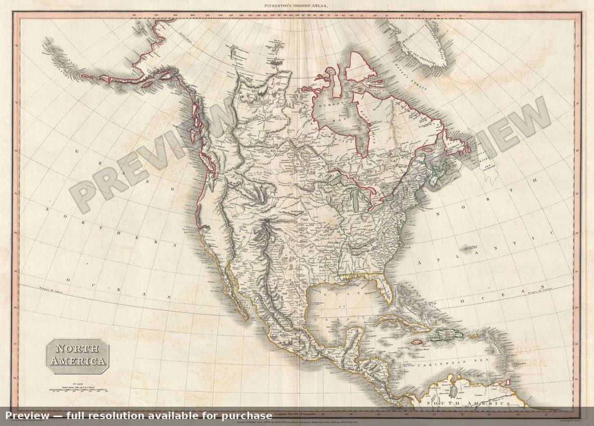 Antique map: North America, 1812, 1812