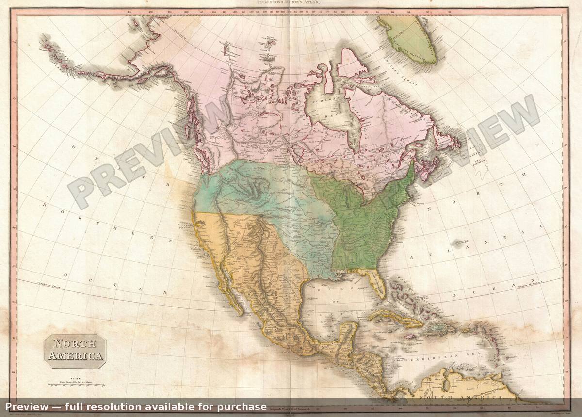Antique map: North America, 1818, 1818