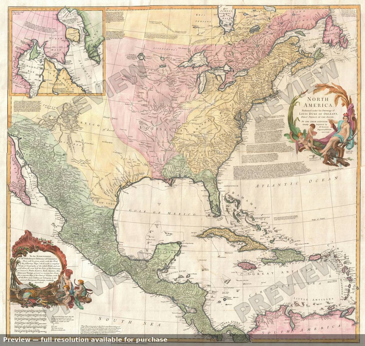 Antique map: North America, 1752, 1752