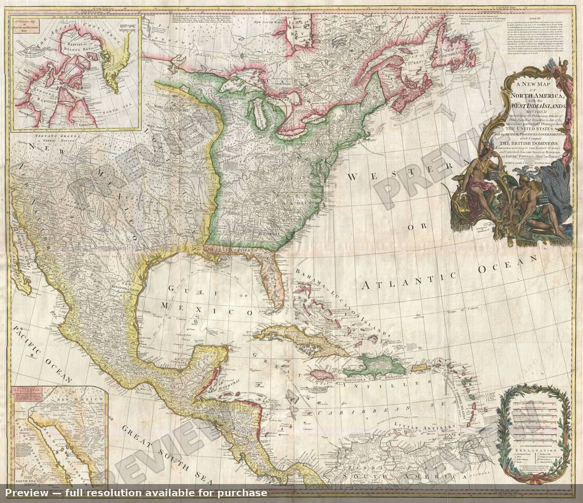 Antique map: North America, 1794, 1794