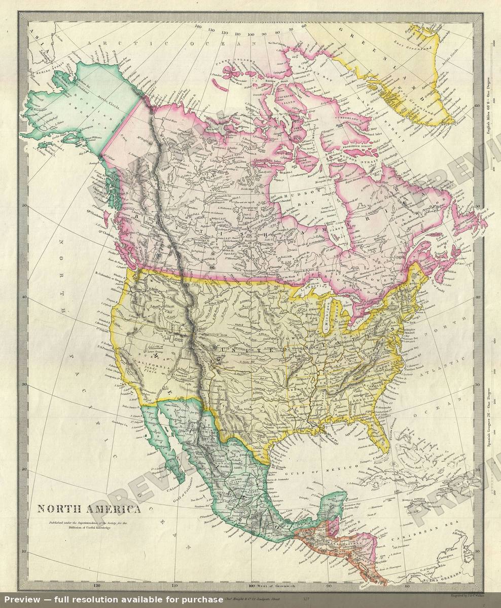 Antique map: North America, 1848, 1848
