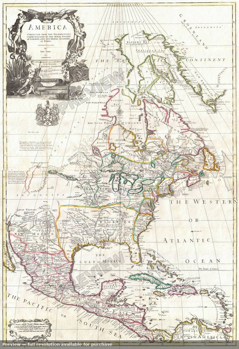 Antique map: North America, 1710, 1710