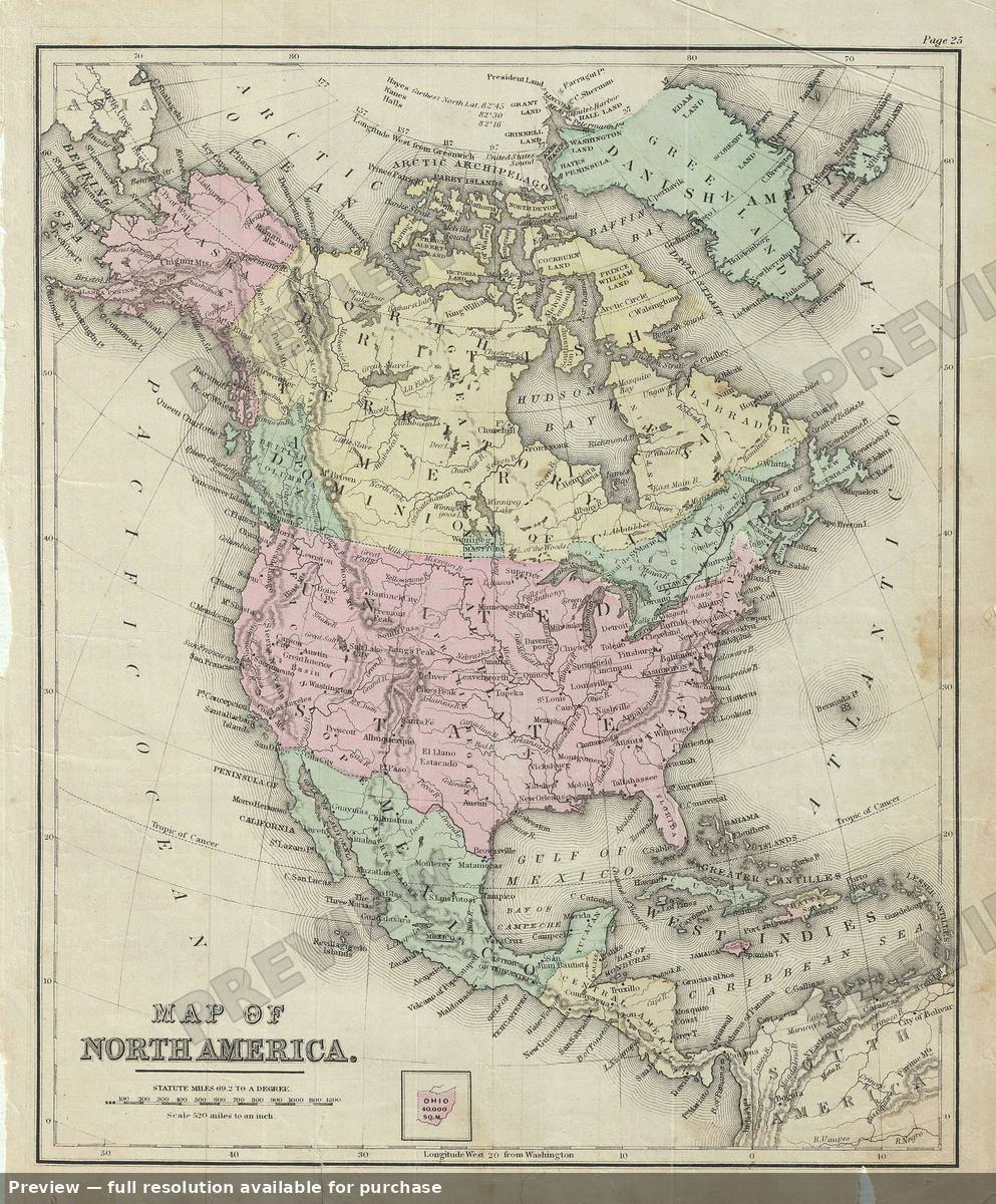Antique map: North America, 1879, 1879