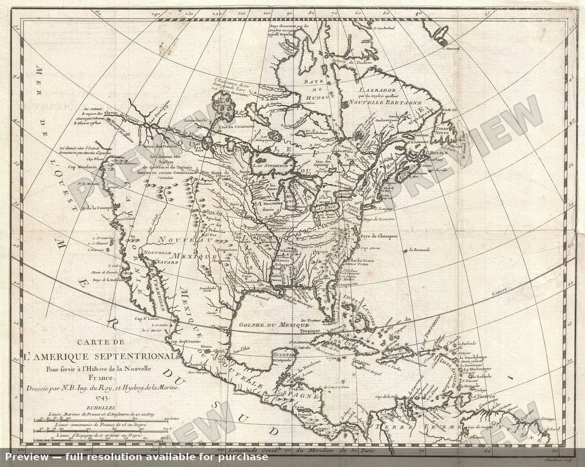 Antique map: North America 2, 1743, 1743