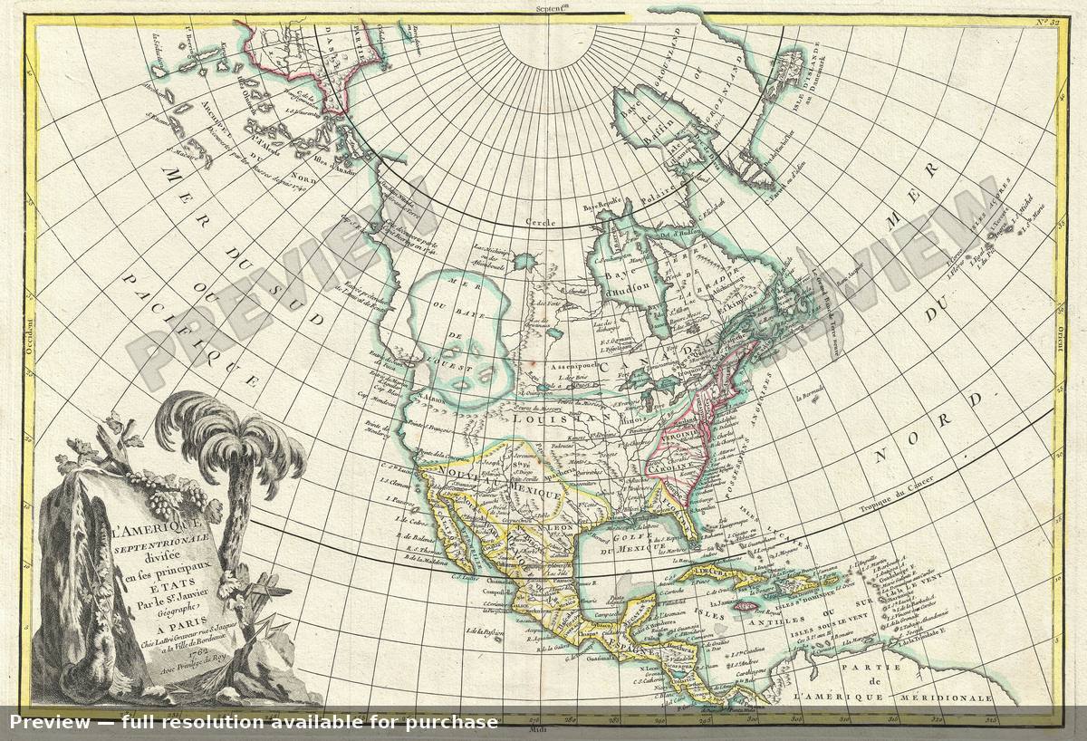 Antique map: North America 2, 1762, 1762