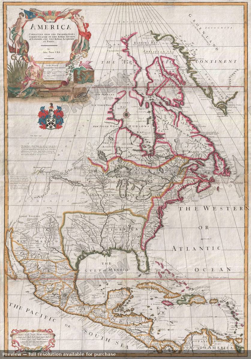 Antique map: North America 2, 1710