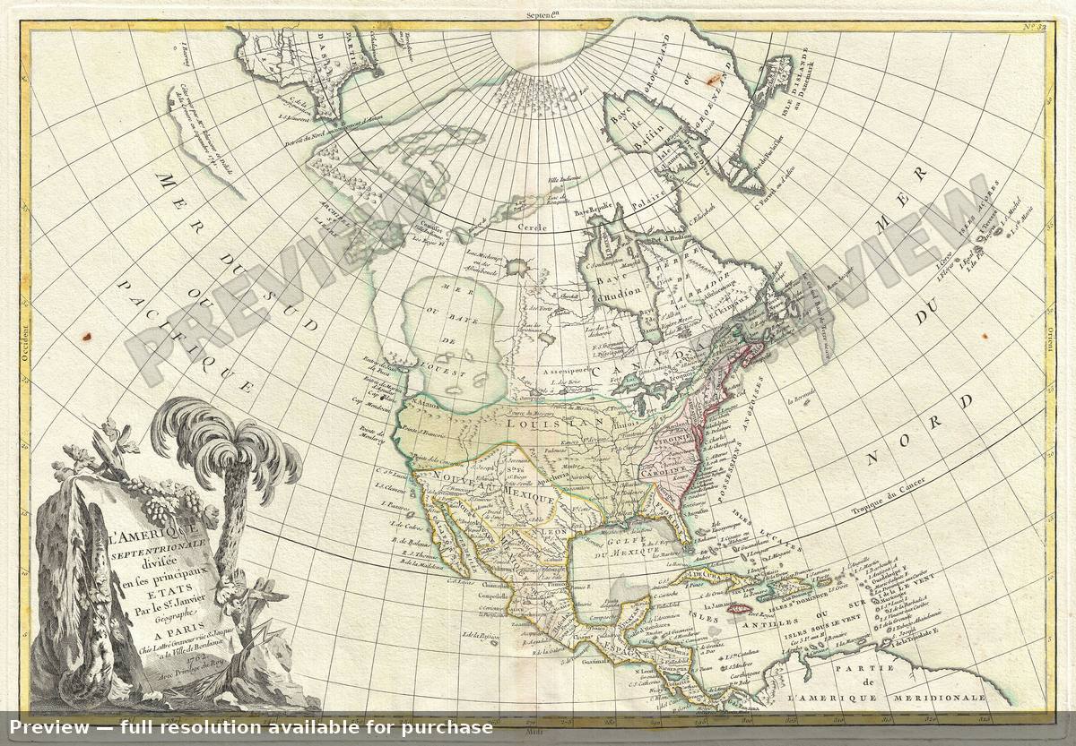 Antique map: North America 3, 1762