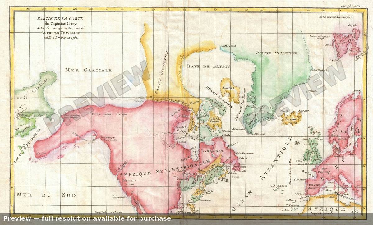 Antique map: North America Cluny, 1772, 1772