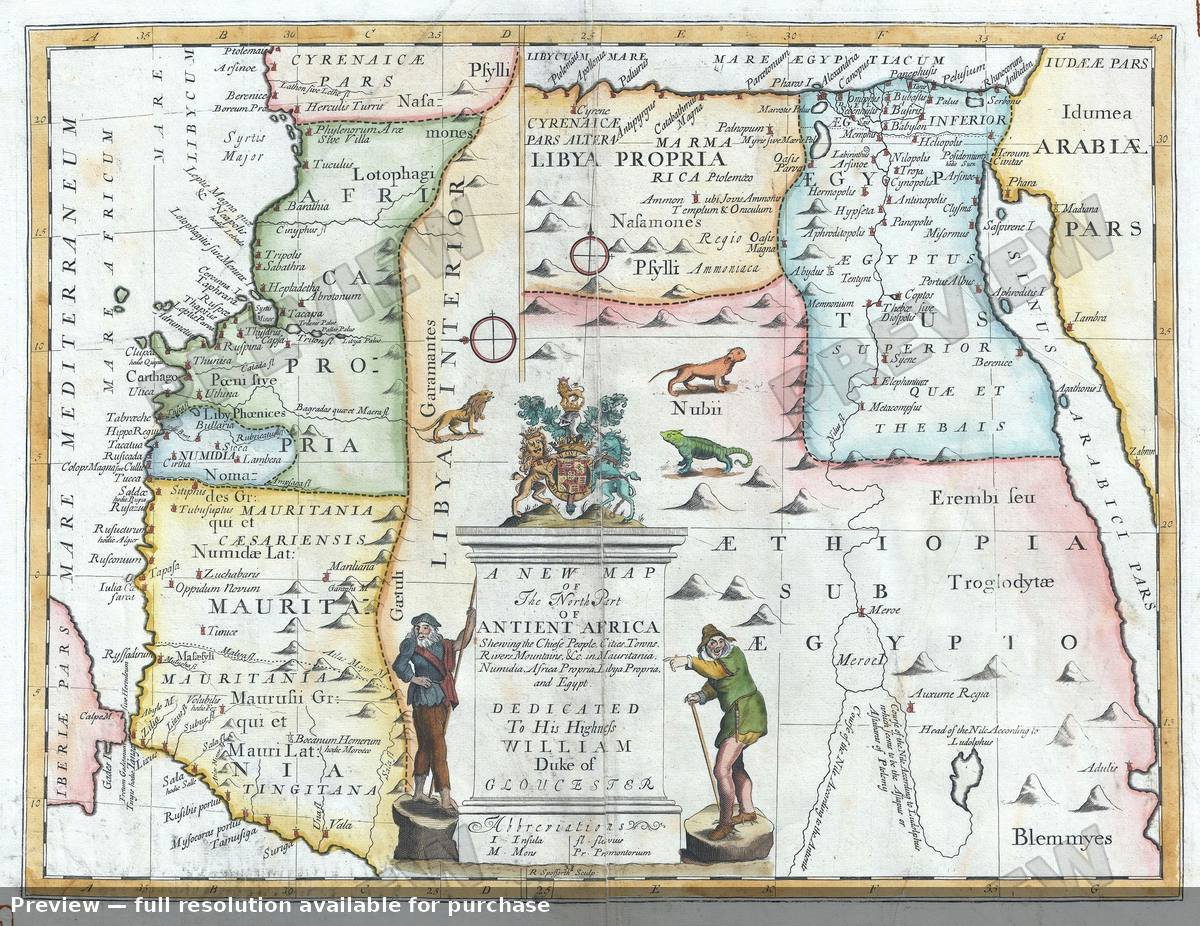 Antique map: North Ancient Africa, 1712, 1712