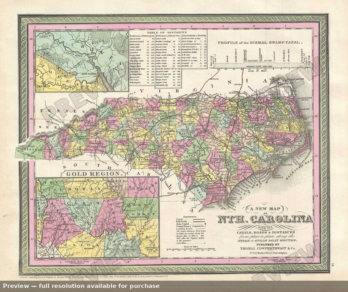 Antique map: North Carolina 2, 1854, 1854