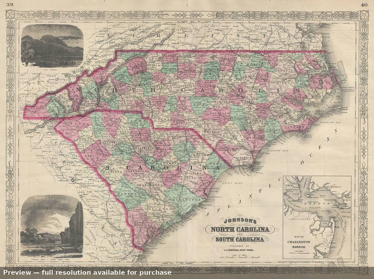 Antique map: North Carolina South, 1866, 1866