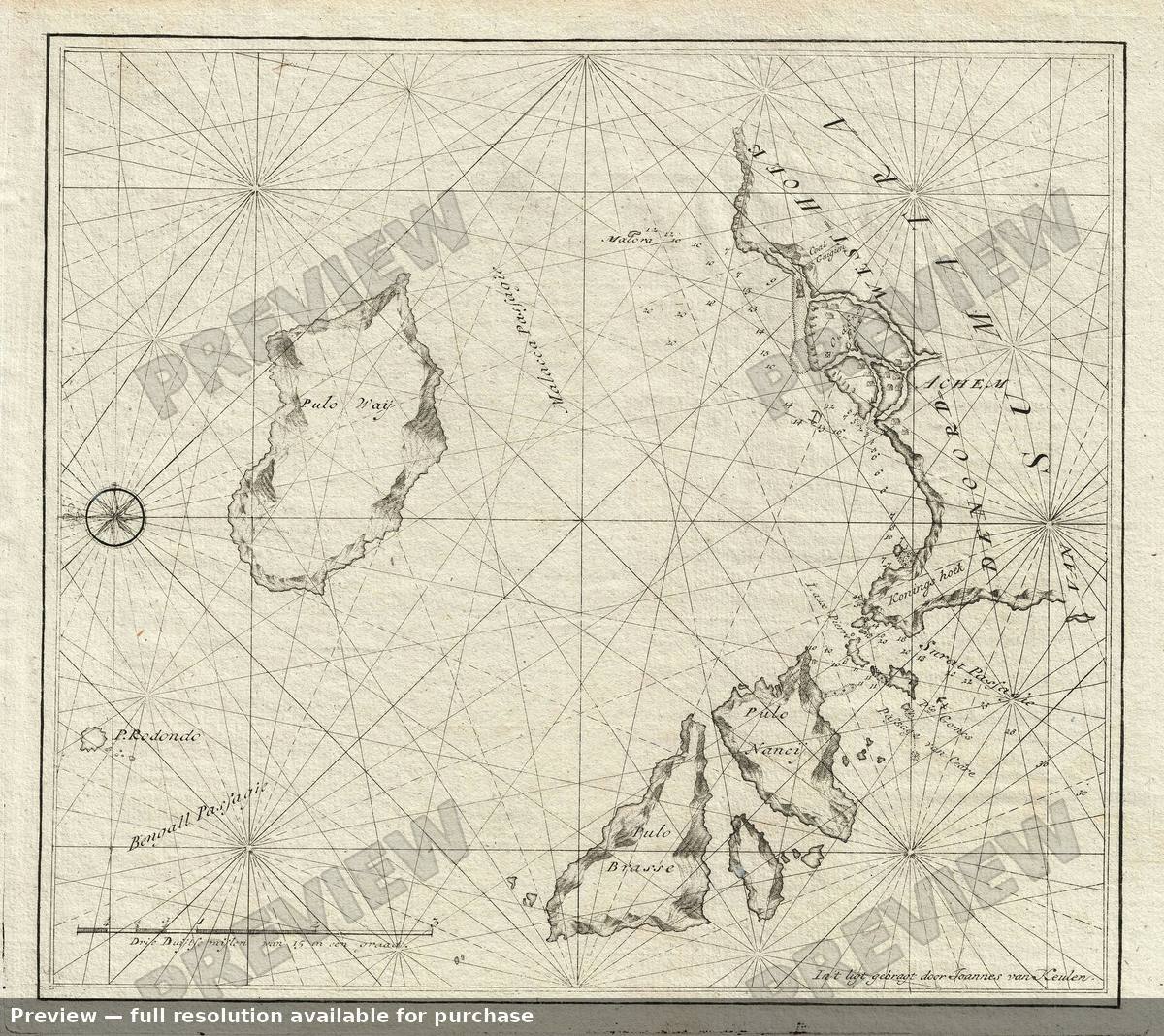 Antique map: North Coast Sumatra, 1728, 1728
