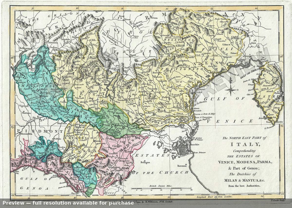 Antique map: North East Italy, 1792