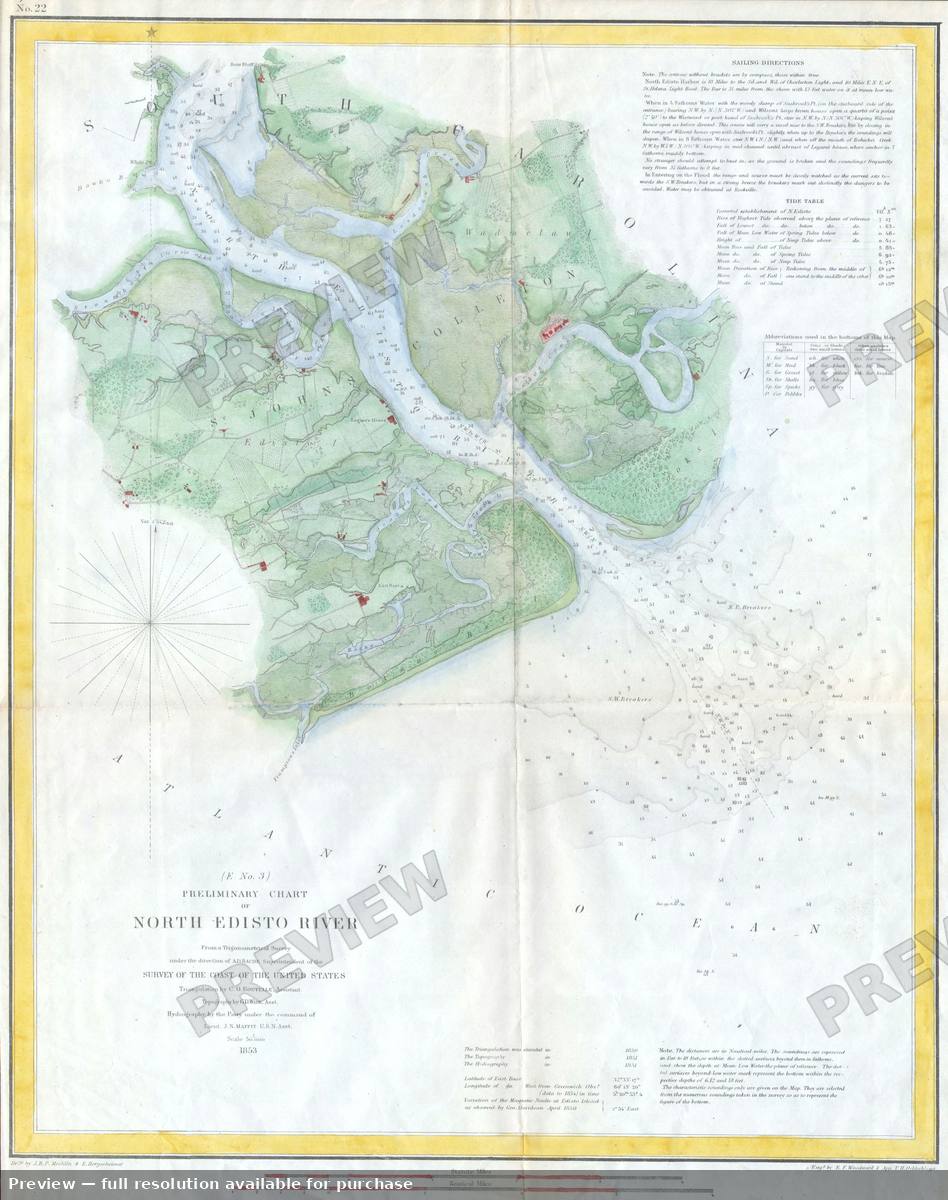 Antique map: North Edisto River, 1853, 1853