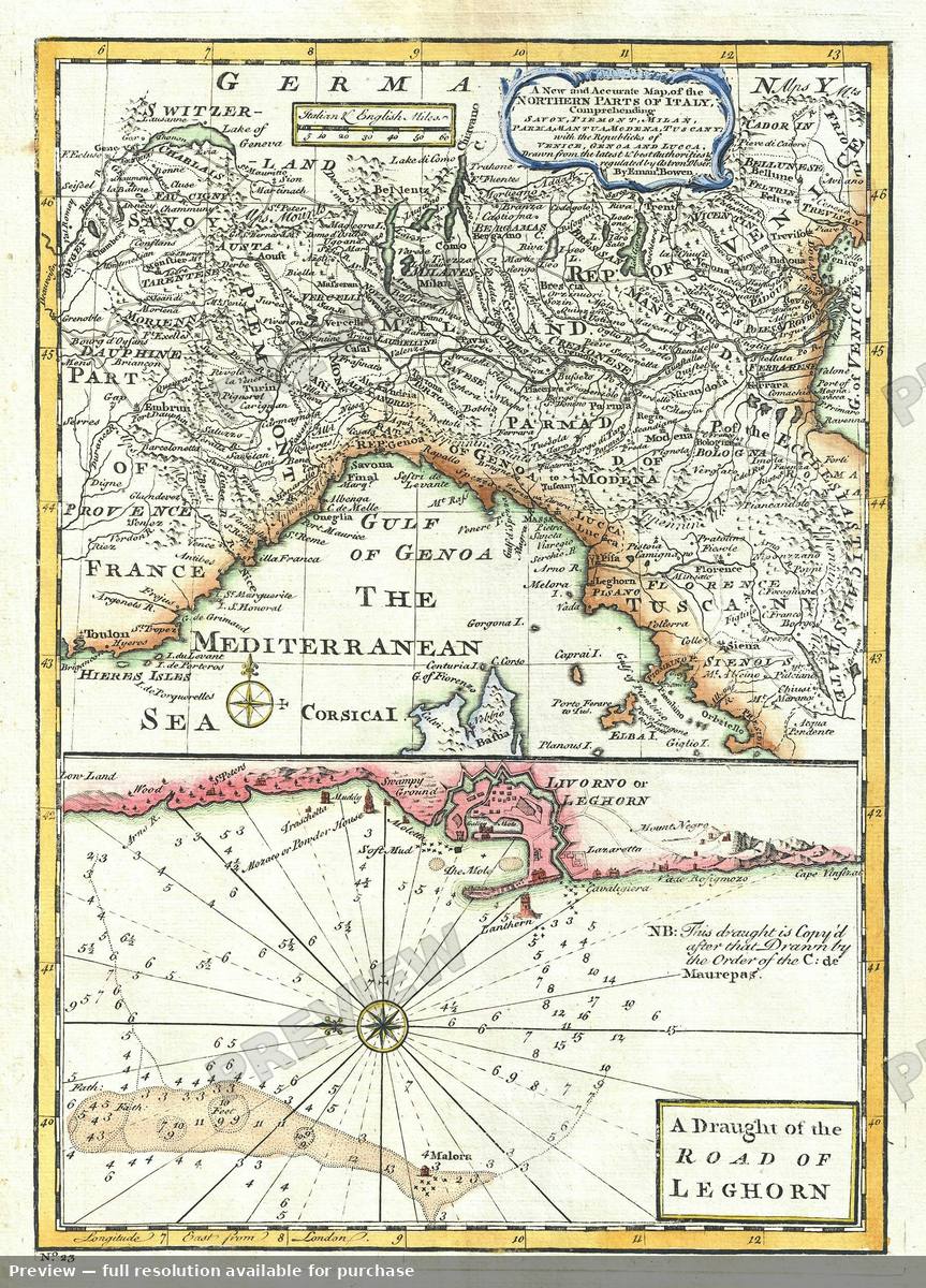 Antique map: North Italy, 1747