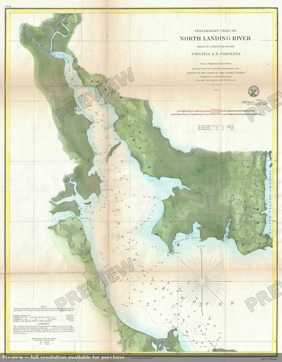 Antique map: North Landing River, 1861, 1861