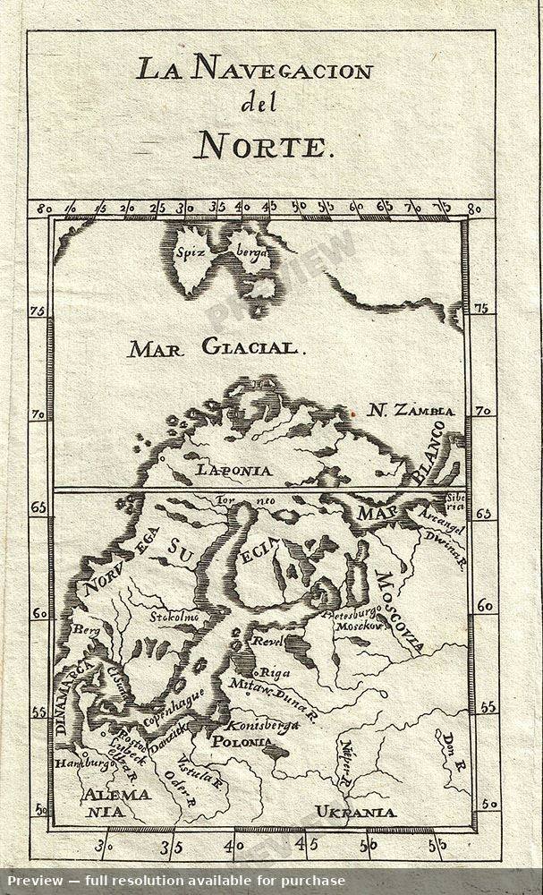 Antique map: North Navigation, 1754, 1754