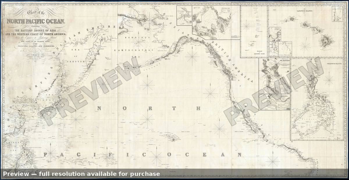 Antique map: North Pacific, 1849