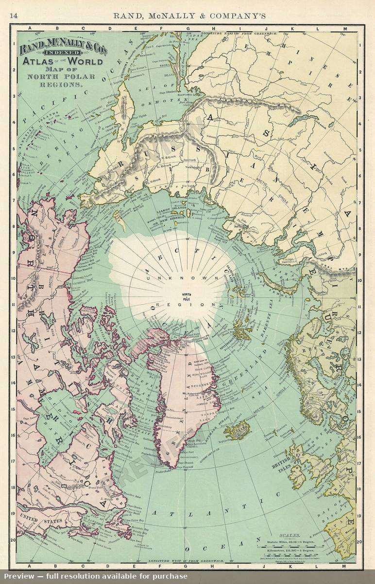 Antique map: North Polar, 1895