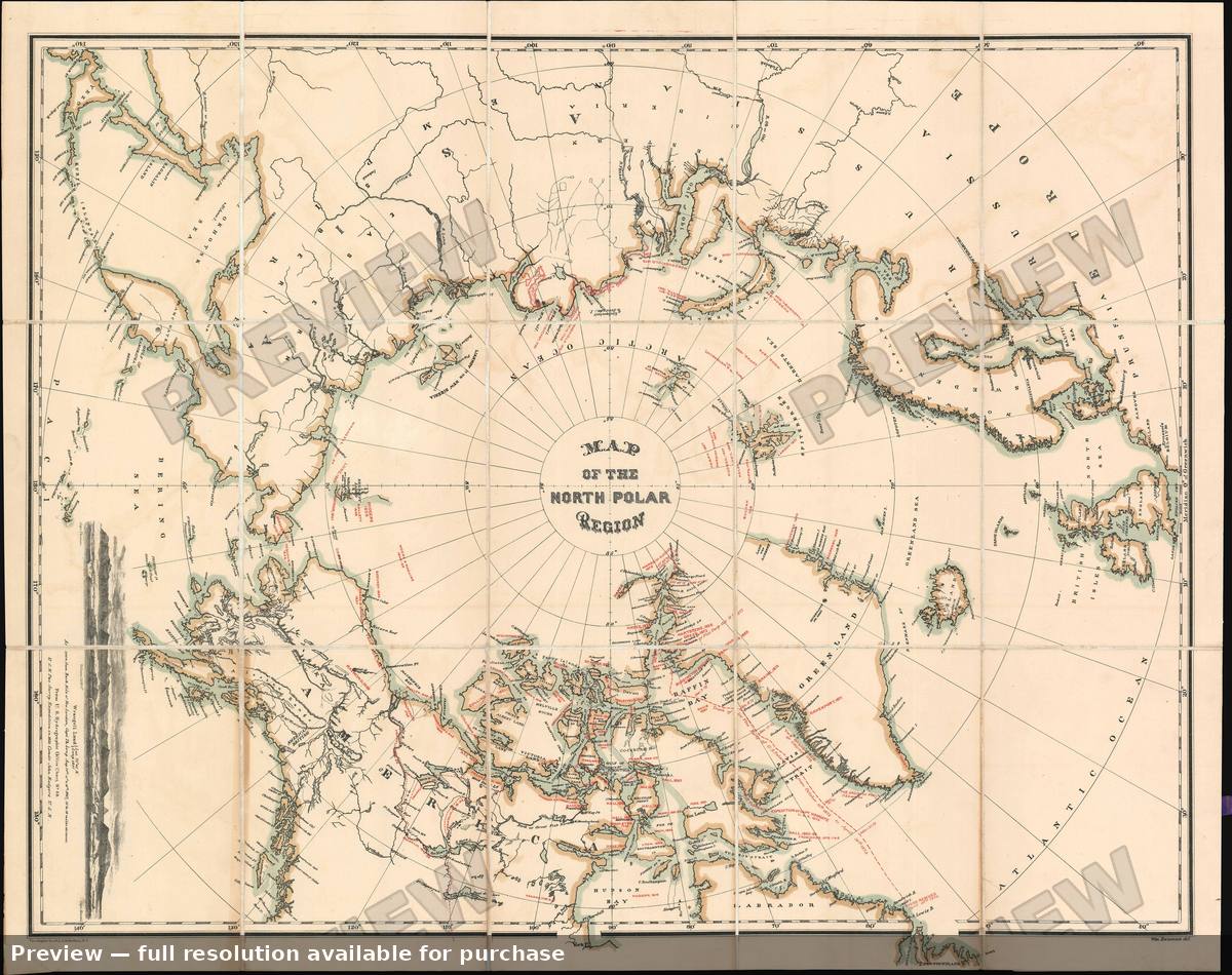 Antique map: North Polar Region, 1876, 1876