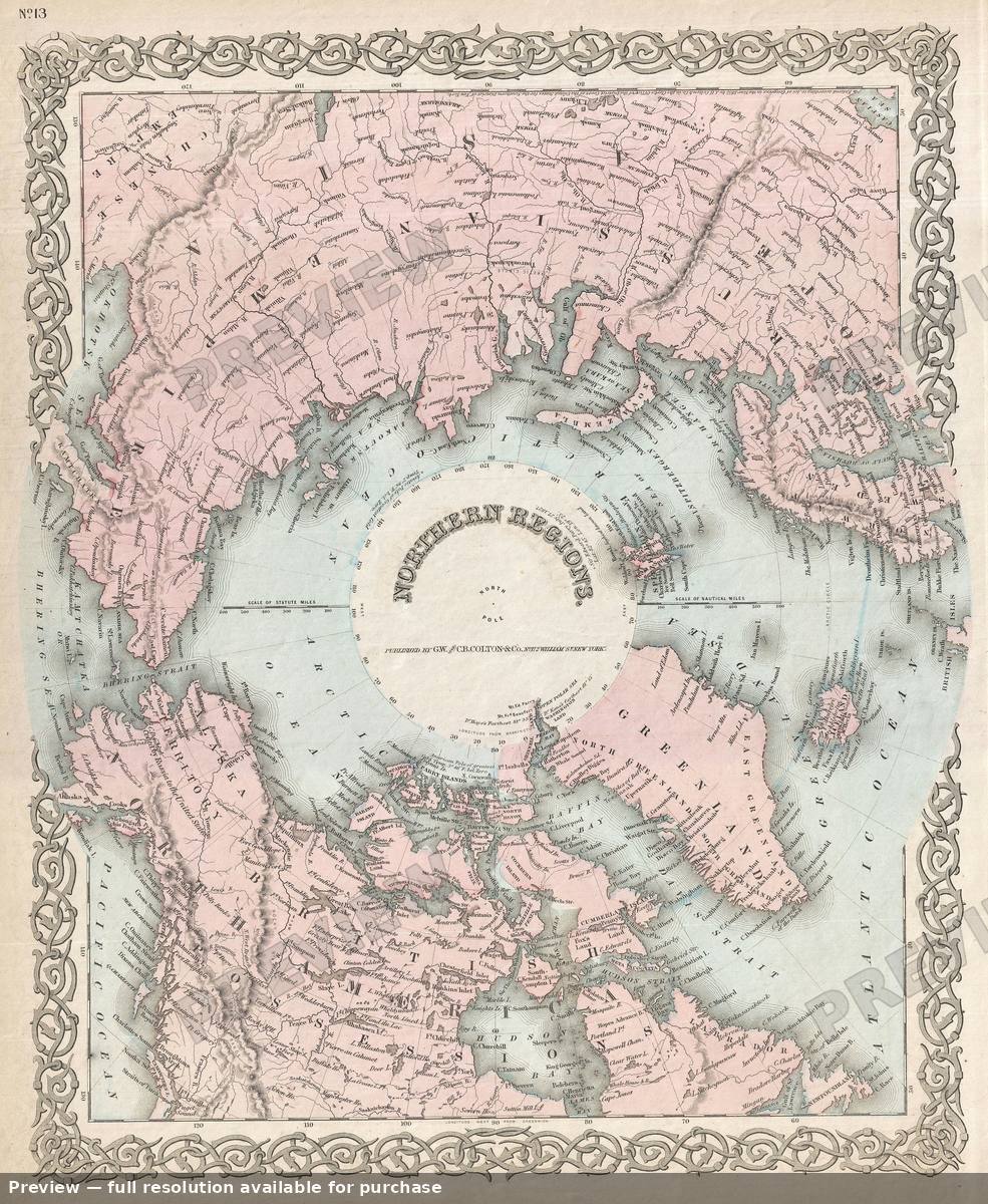 Antique map: North Pole, 1872, 1872