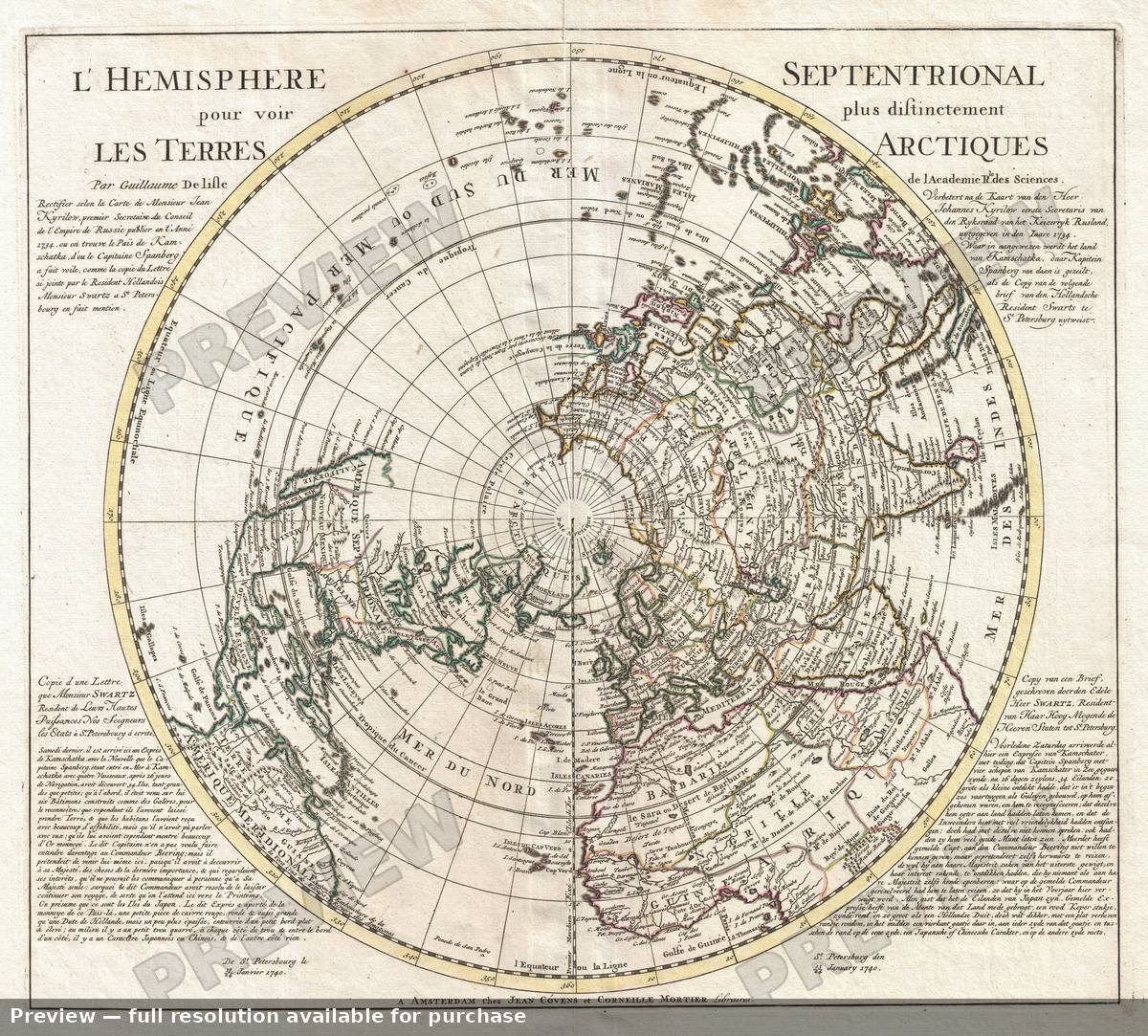 Antique map: North Pole, 1741, 1741