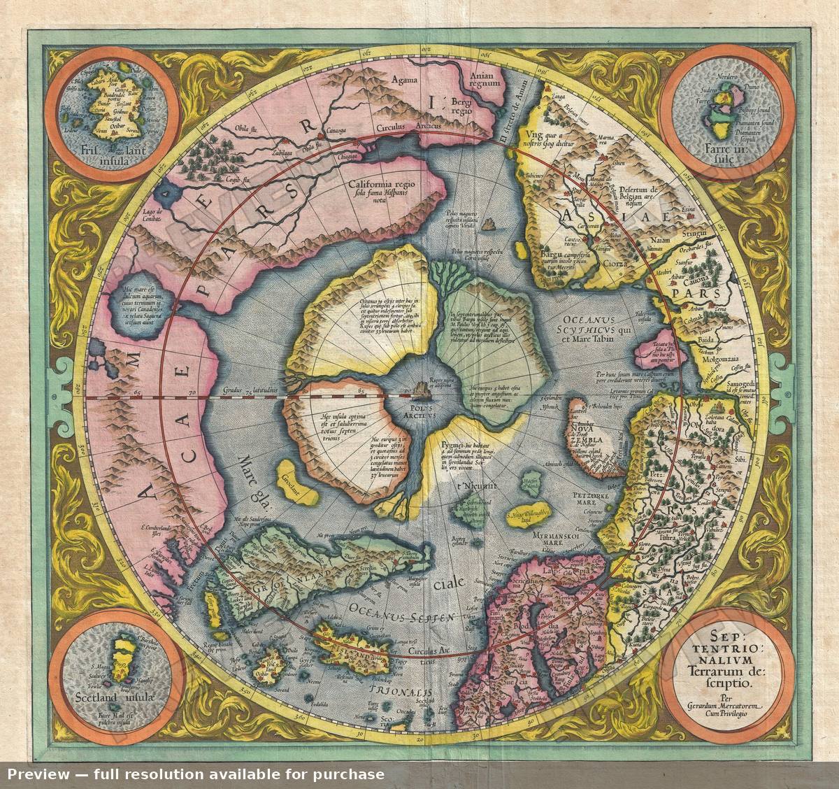 Antique map: North Pole, 1606