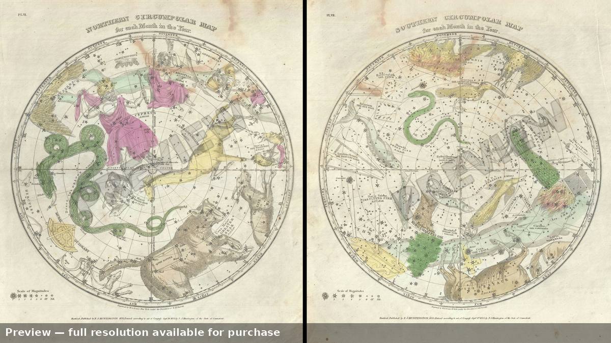 Antique map: North South, 1835