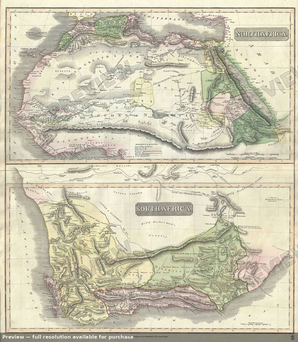 Antique map: North South Africa, 1817