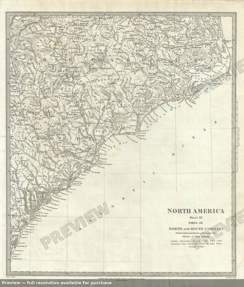 Antique map: North South Carolina 2, 1833, 1833