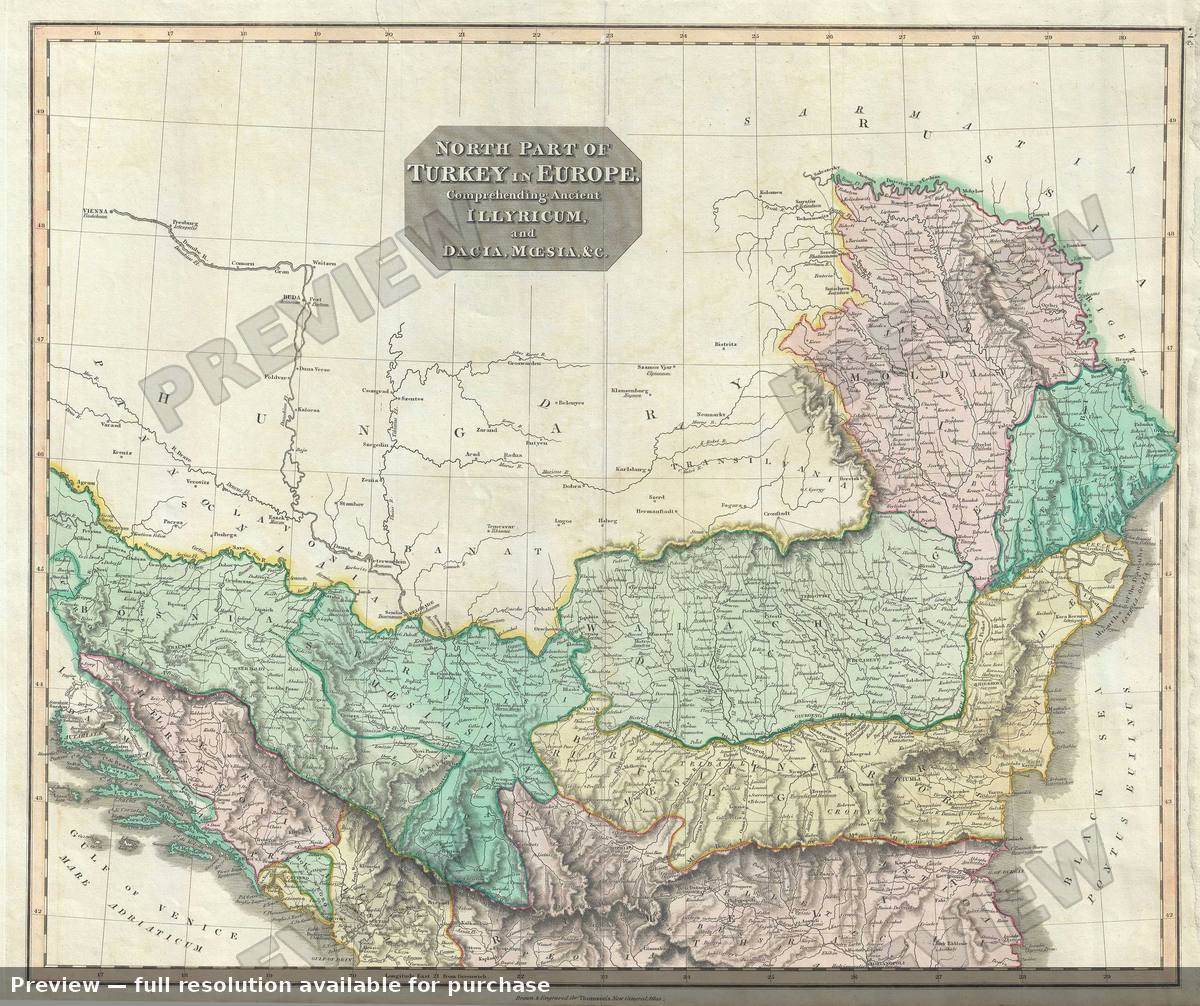 Antique map: North Turkey Europe, 1817, 1817