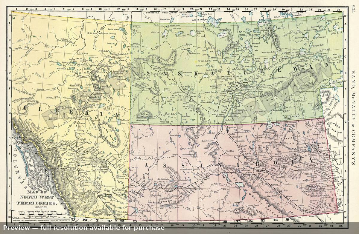 Antique map: North West Territories, 1895